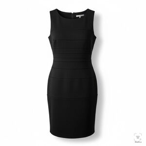 Calvin Klein Black Tiered Sleeveless Sheath Dress Zipper Back